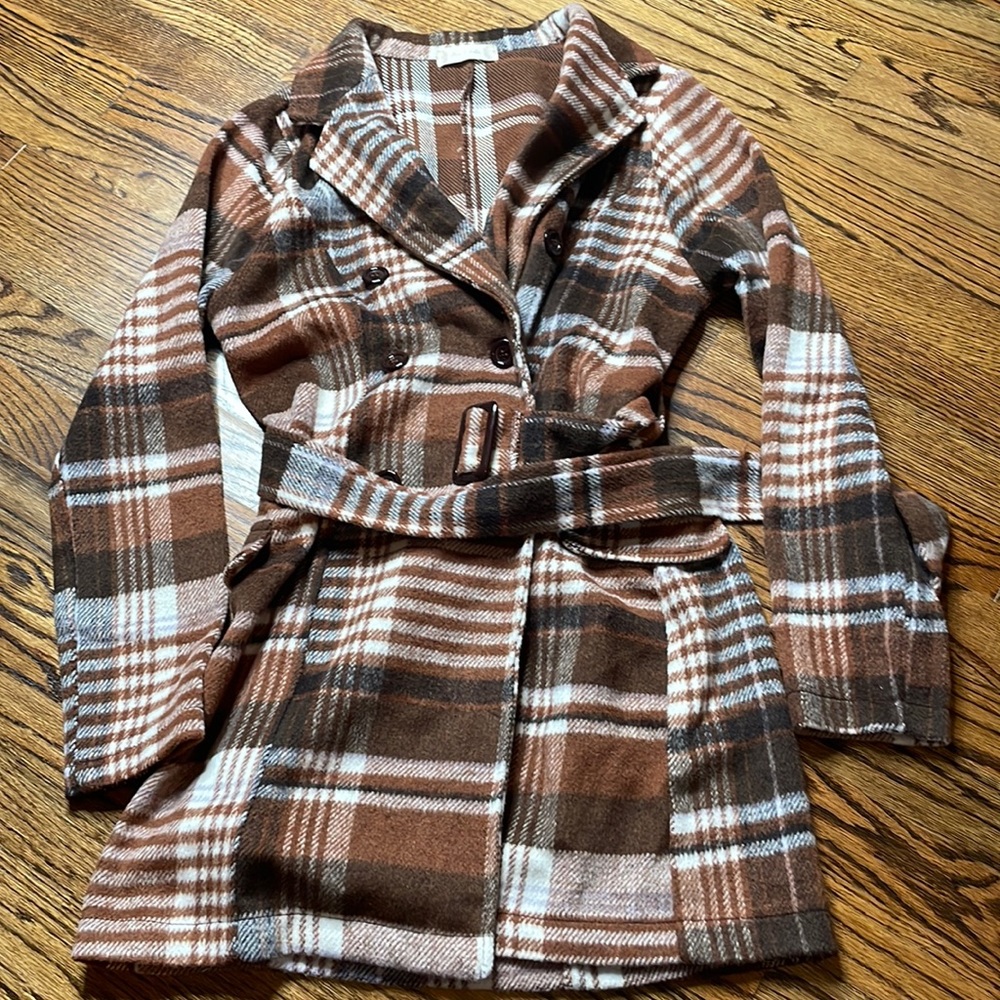 Altard state trench coat plaid style jacket size small